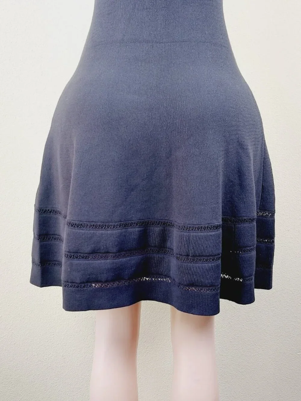 Kate Spade Women's Black Open Cable Sweater Knit Fit & Flare Mini Dress Size M